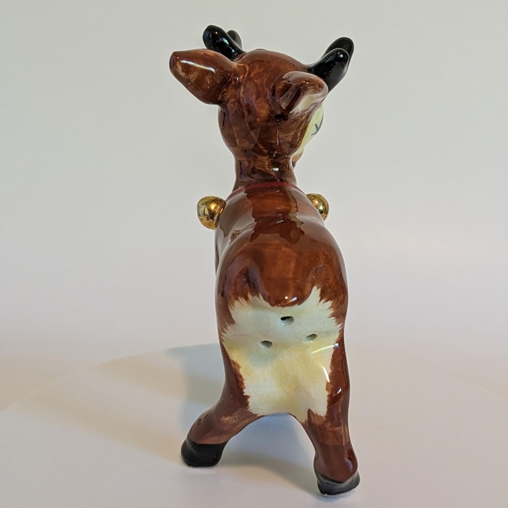 Napco Reindeer Kissing Salt & Peppers Gold Bells Cork‎ Stoppers, Dear & Dearest - Picture 7 of 14